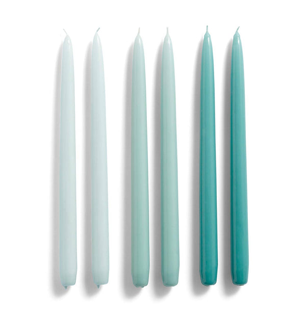 HAY Candle – Set of 6 – Conical – Ice Blue, Arctic Blue, Teal