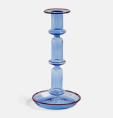HAY Flare Tall Candle Holder in Light Blue with Red Rim