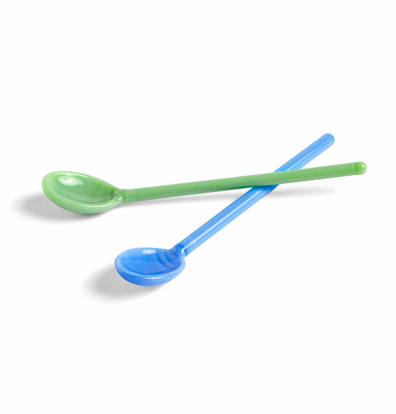 HAY Glass Spoons – Set of 2 – Sky Blue & Green