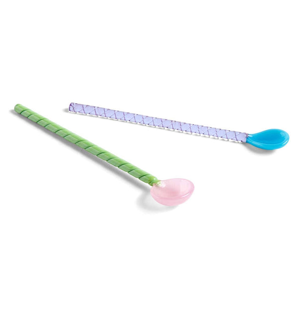 HAY Glass Spoons – Set of 2 – Turquoise & Light Pink