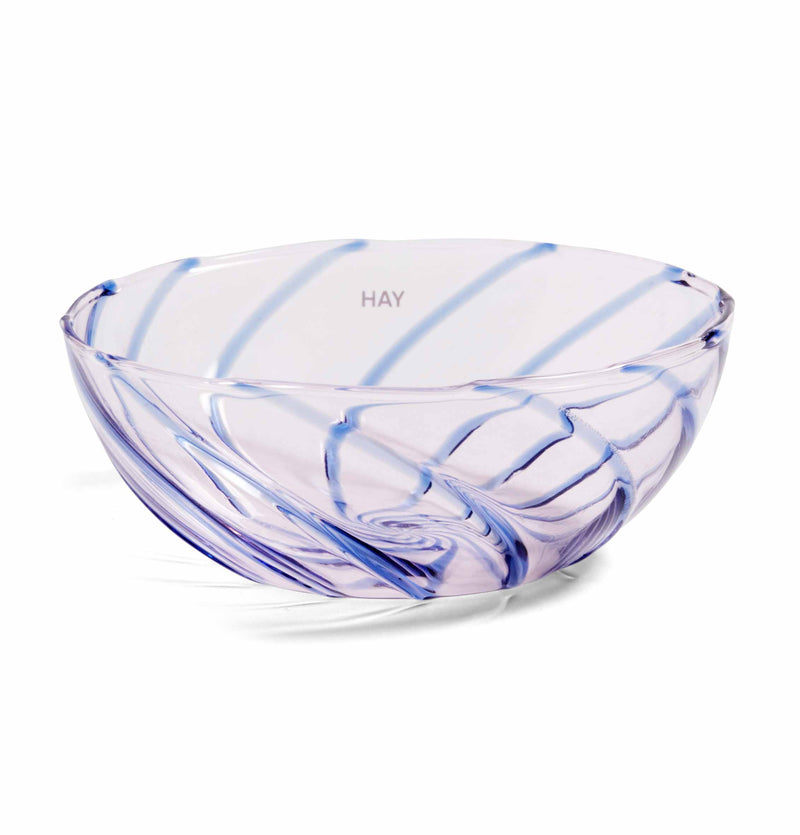 HAY Spin Bowl – Light Pink with Blue Stripe – Set of 2