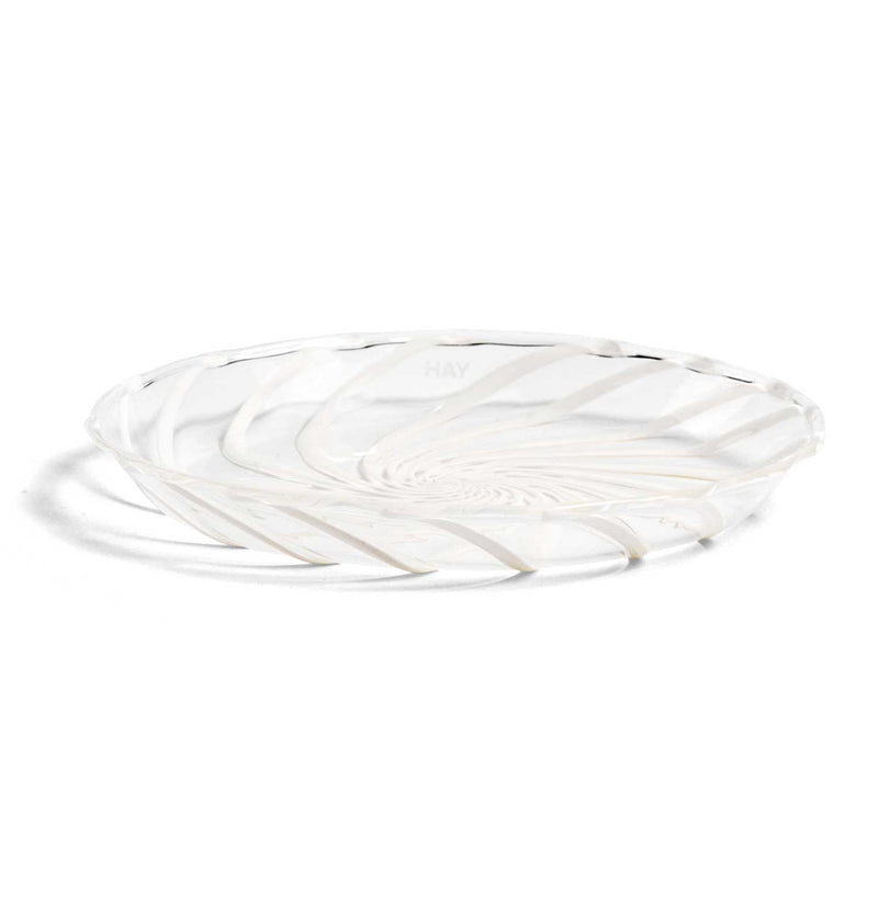 HAY Spin Saucer Set – Clear with White Stripes