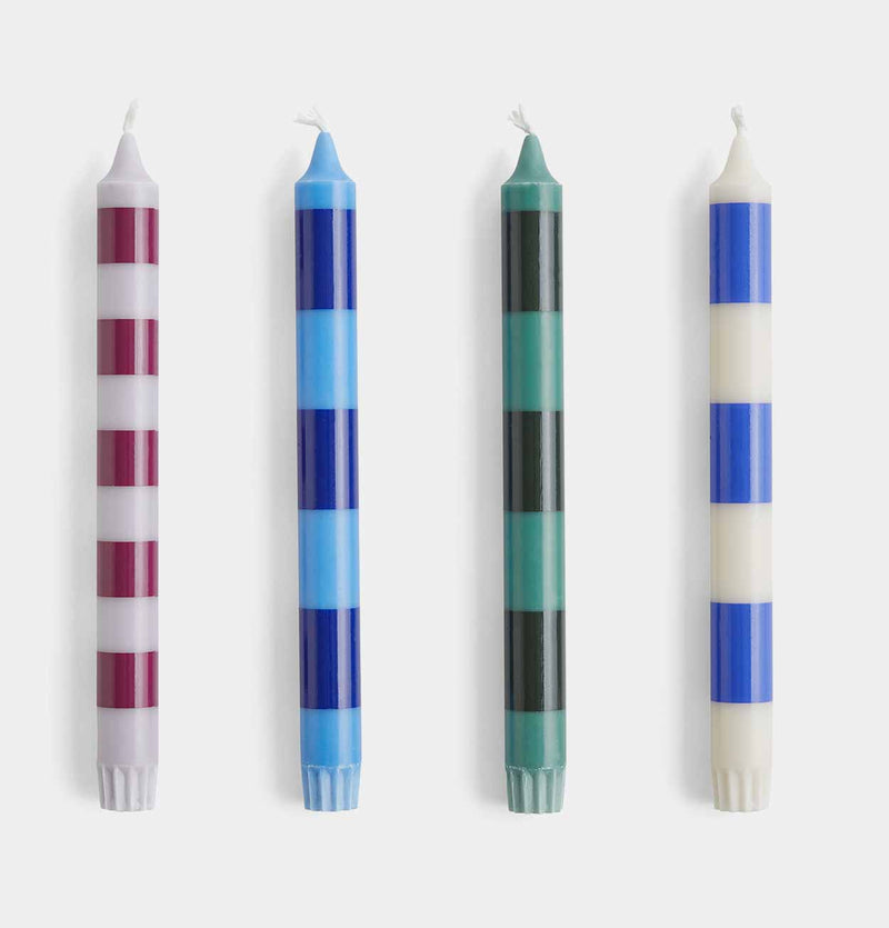 HAY Stripe Candle – Blues – Set of 4