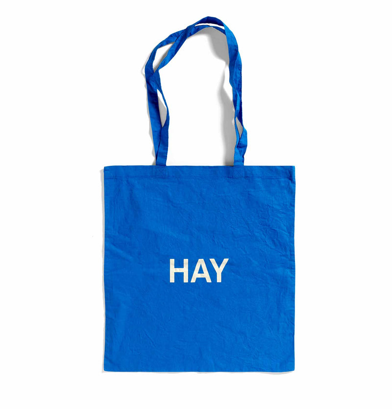 HAY Blue Tote Bag – White Logo