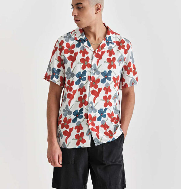 Wax London Didcot Shirt in Red & Blue Floral