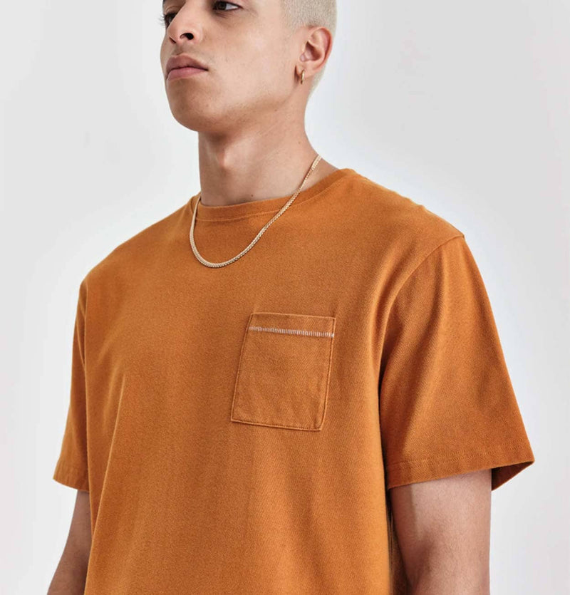 Wax London Dean T-Shirt in Burnt Orange Acid Wash