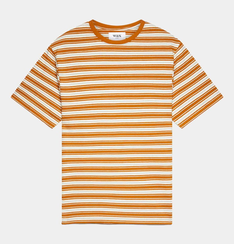 Wax London Dean T-Shirt in Orange Trail Stripe