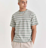 Wax London Dean T-Shirt in Light Green Trail Stripe