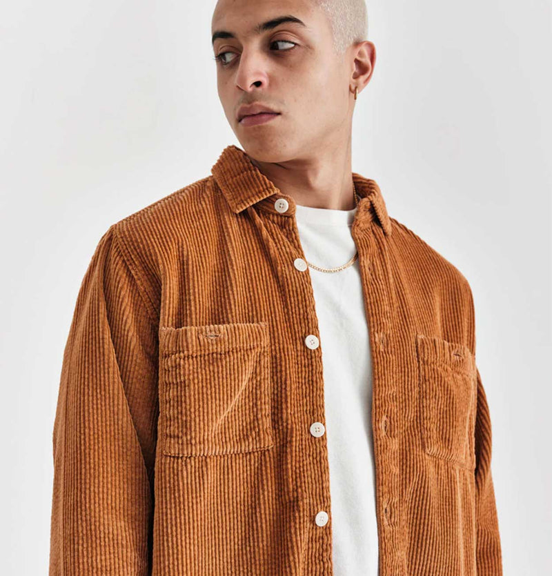 Wax London Whiting Overshirt in Burnt Orange