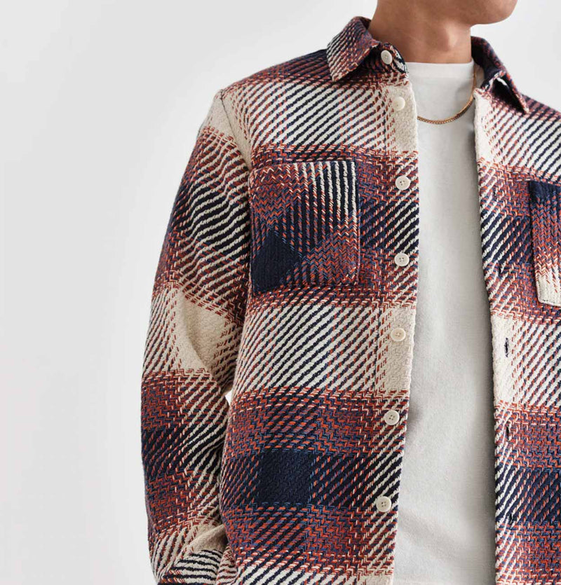 Wax London Whiting Overshirt in Rust Ombre Check